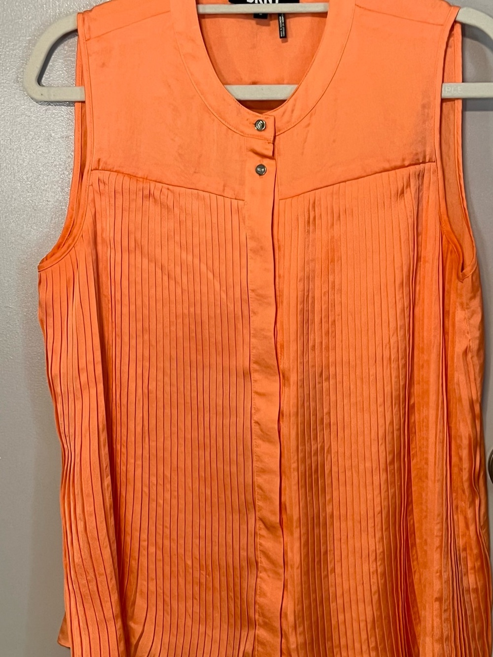 Dkny Sleeveless Pleated Button-Front Top in soft Orange